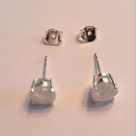 Moonstone Sterling Silver Stud Earrings - Picture 3 of 3